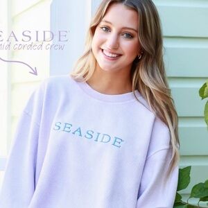 The Seaside Style Corded Crew Sweatshirt 100% Cotton Pastel Women’s Small S GUC